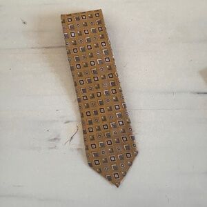 Ermenegildo Zegna Neck Tie Gold Square Design | Italy 100% Woven Silk 60X3.5